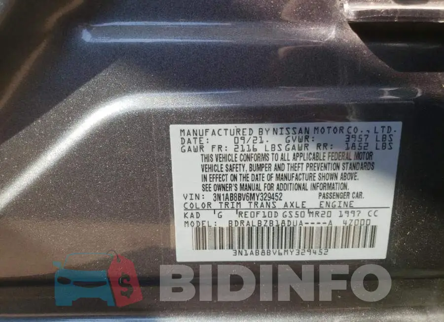 3N1AB8BV6MY329452 Photo# 10