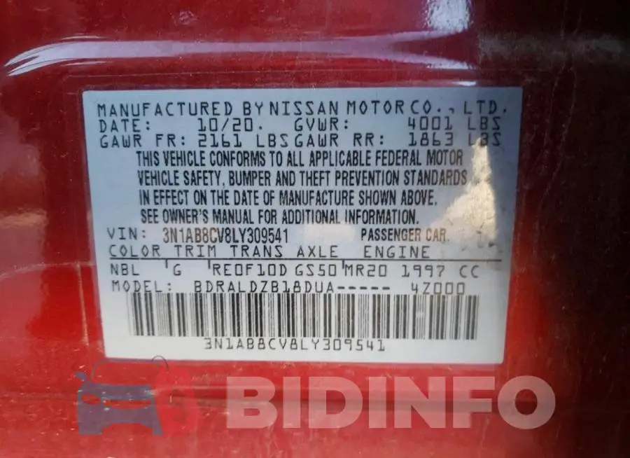 3N1AB8CV8LY309541 Photo# 10