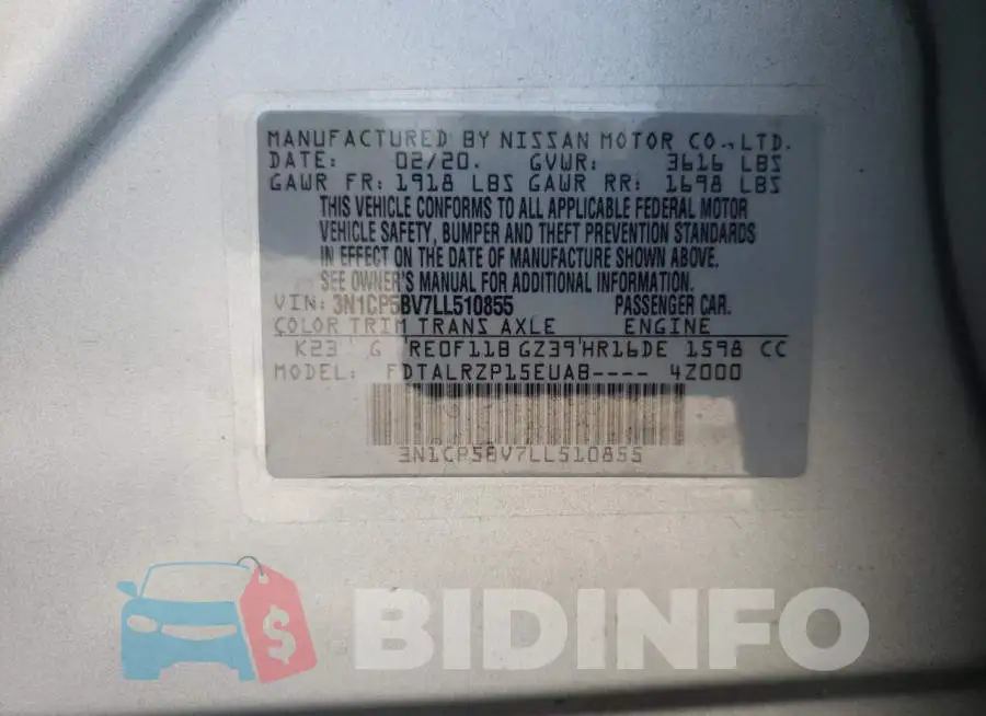 3N1CP5BV7LL510855 Photo# 9