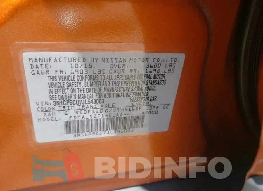 3N1CP5CU7JL543003 Photo# 10
