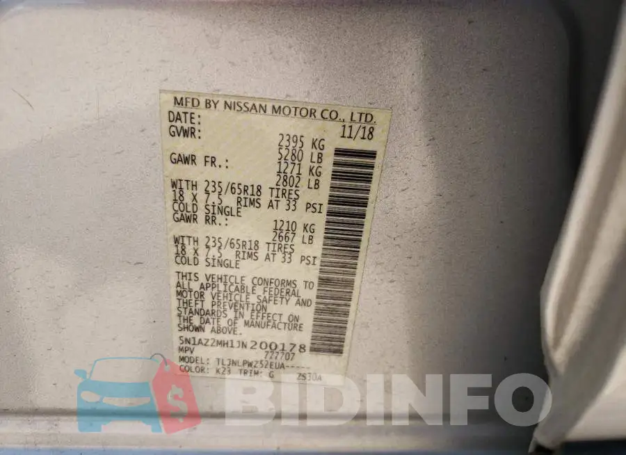 5N1AZ2MH1JN200178 Photo# 10