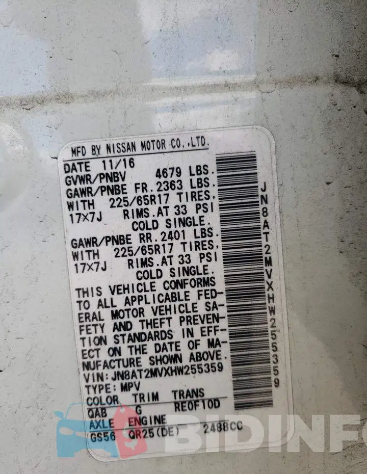 JN8AT2MVXHW255359 Photo# 10