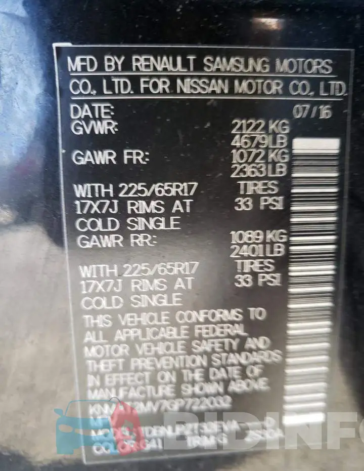 KNMAT2MV7GP722032 Photo# 10