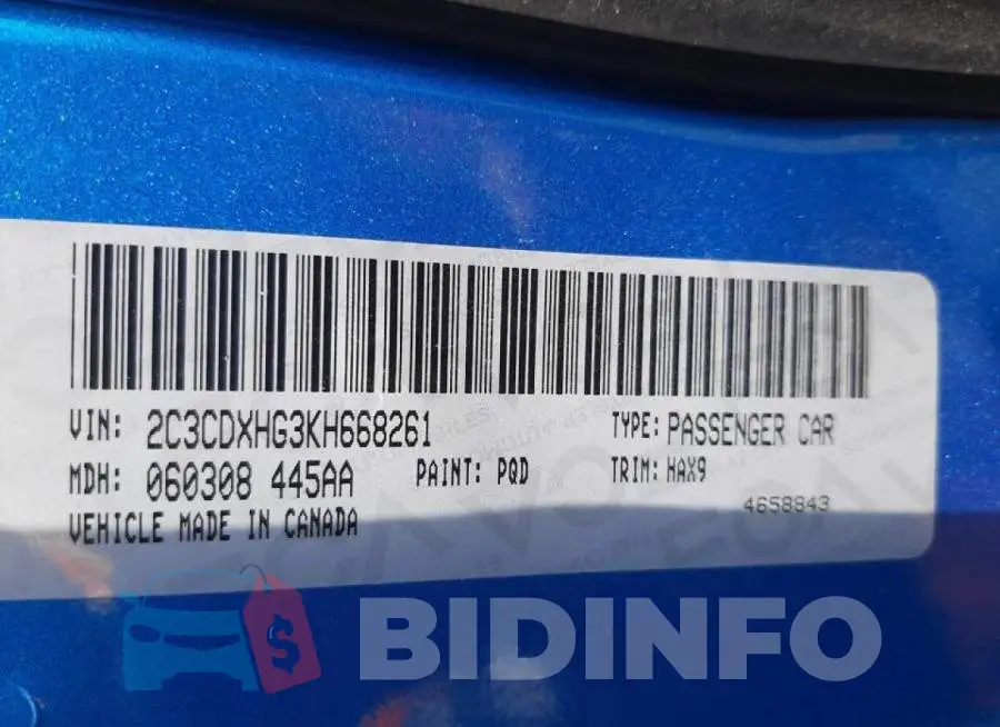 2C3CDXHG3KH668261 Photo# 10