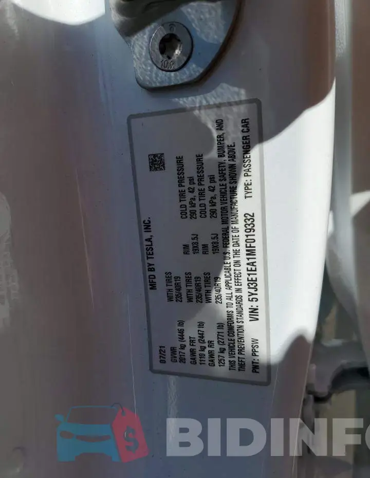 5YJ3E1EA1MF019332 Photo# 10