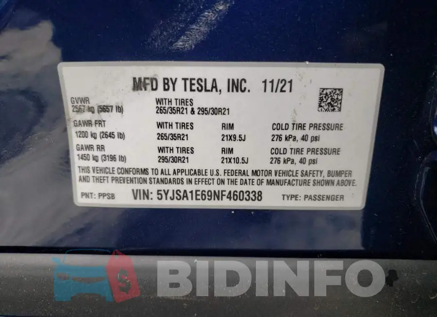 5YJSA1E69NF460338 Photo# 10