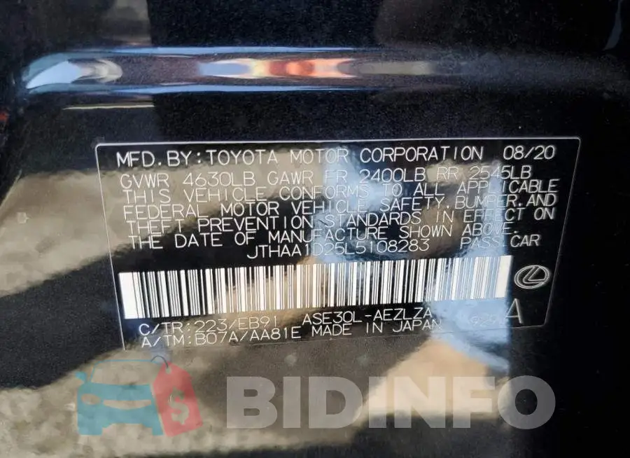 JTHAA1D25L5108283 Photo# 10