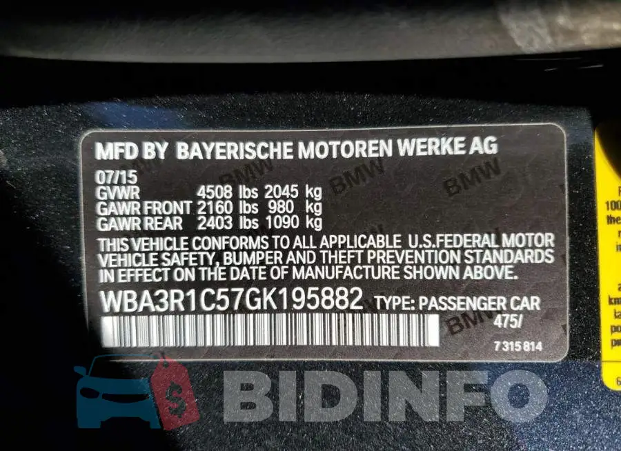 WBA3R1C57GK195882 Photo# 10