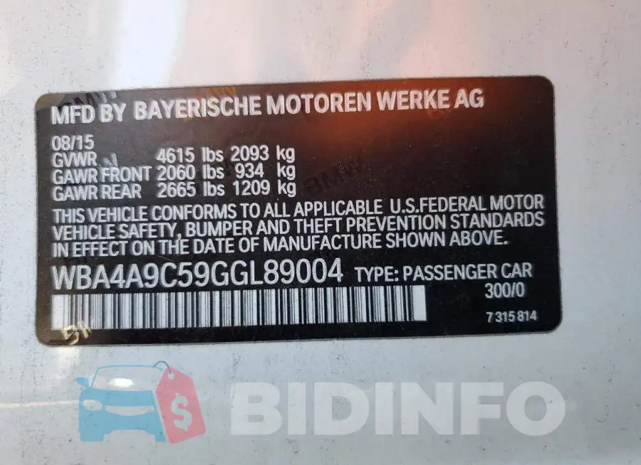 WBA4A9C59GGL89004 Photo# 10
