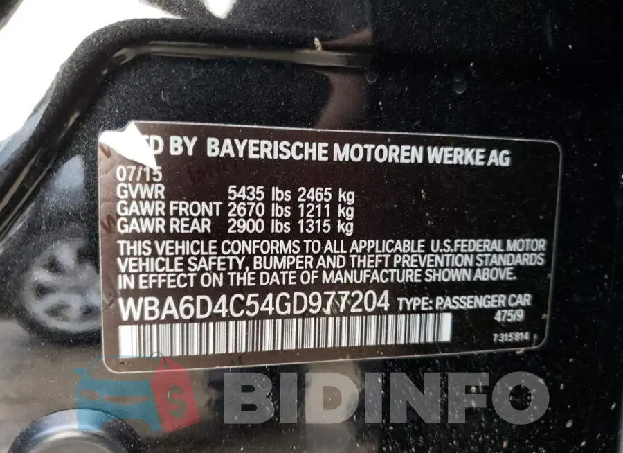 WBA6D4C54GD977204 Photo# 10