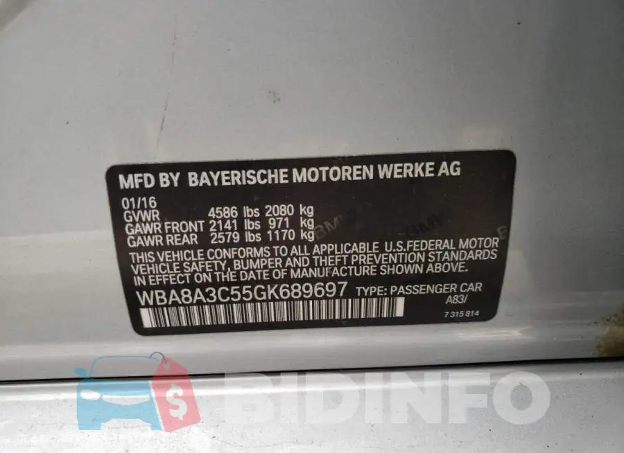 WBA8A3C55GK689697 Photo# 10