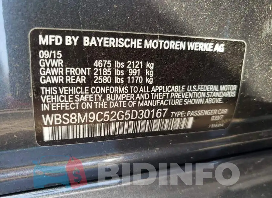 WBS8M9C52G5D30167 Photo# 10