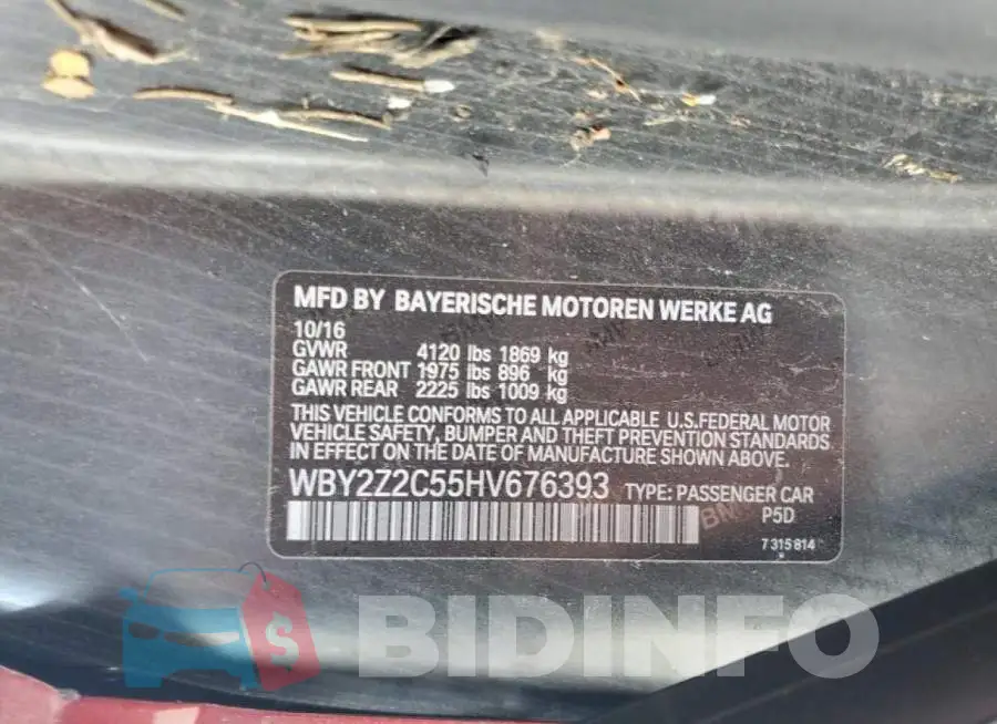 WBY2Z2C55HV676393 Photo# 10