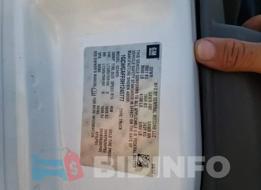 1GCWGAFF8H1243777 Photo# 10