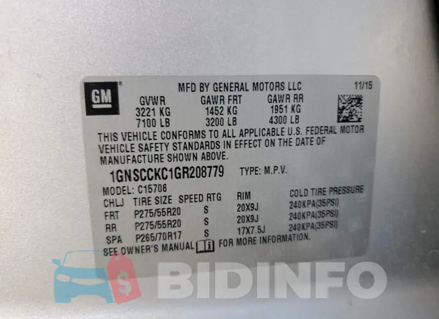 1GNSCCKC1GR208779 Photo# 10