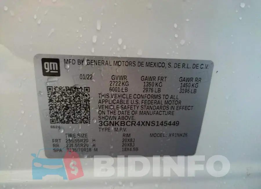 3GNKBCR4XNS145449 Photo# 10