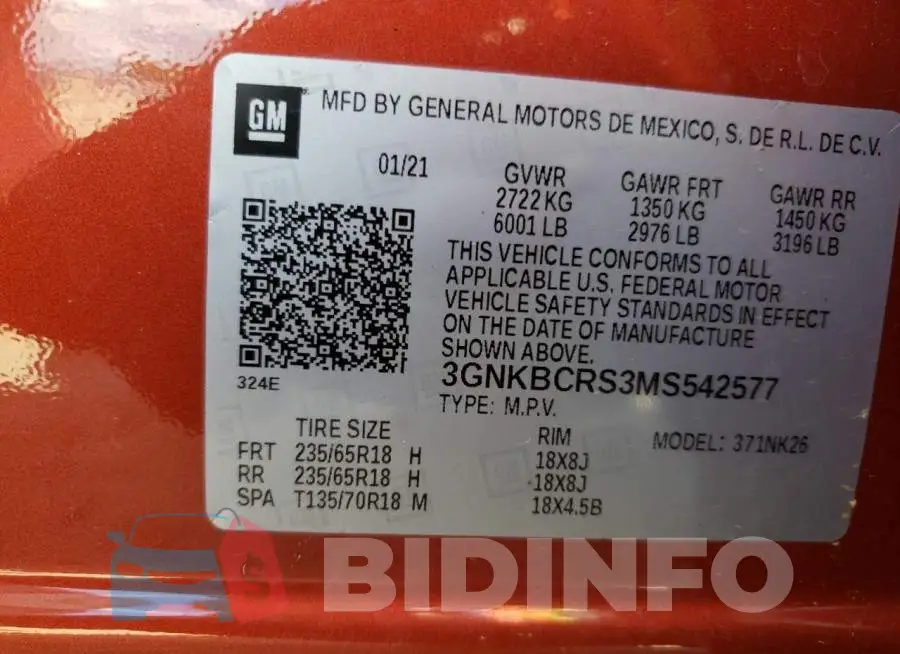 3GNKBCRS3MS542577 Photo# 10