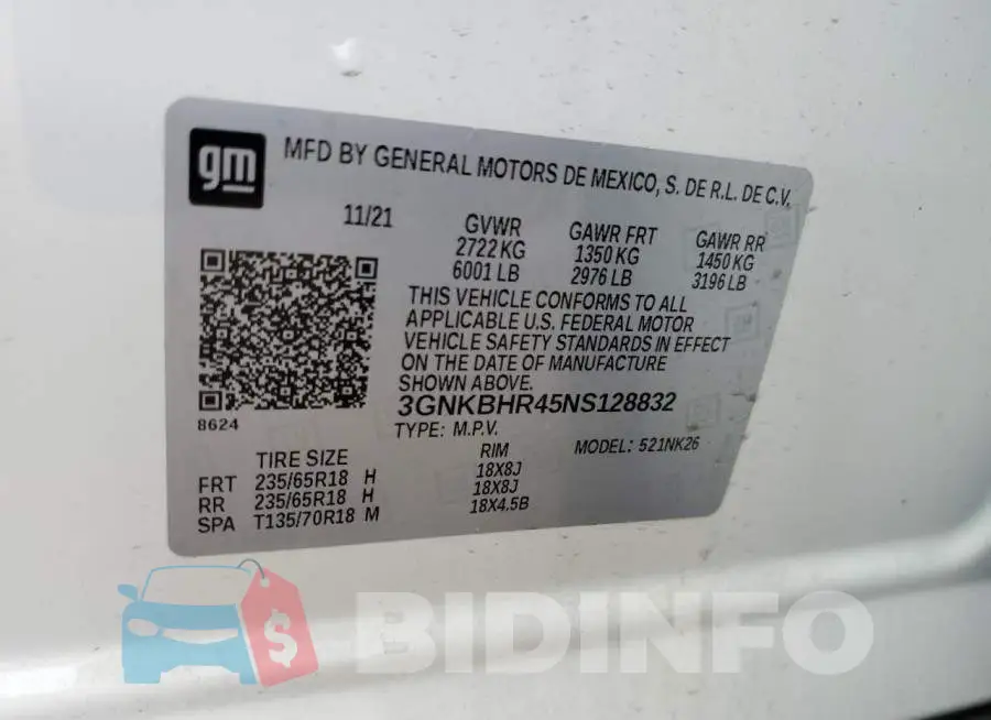 3GNKBHR45NS128832 Photo# 13