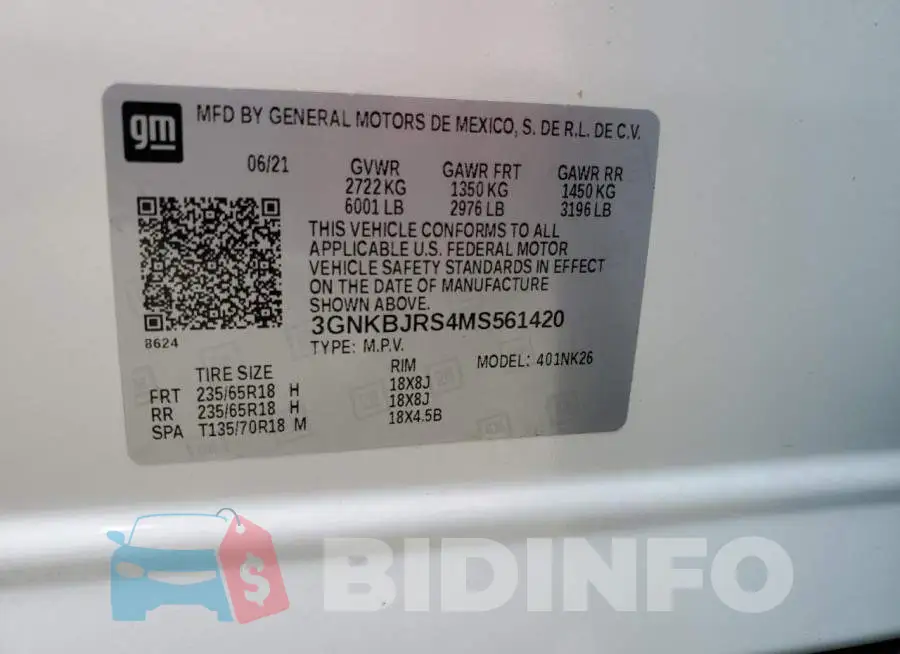 3GNKBJRS4MS561420 Photo# 10