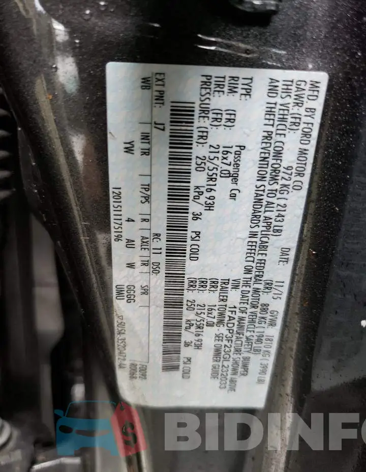 1FADP3F23GL232033 Photo# 10