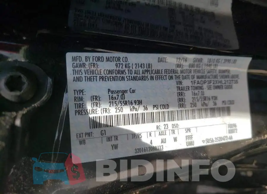1FADP3F2XHL212735 Photo# 10