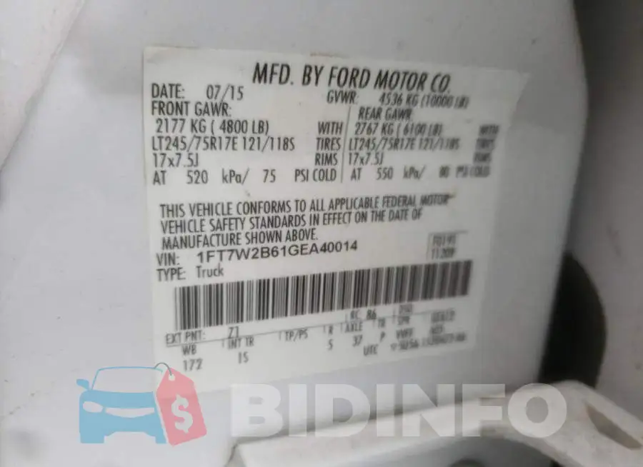 1FT7W2B61GEA40014 Photo# 10