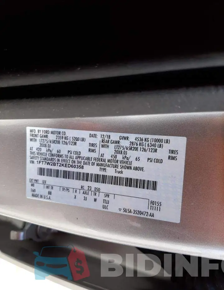 1FT7W2BT2KED60358 Photo# 10