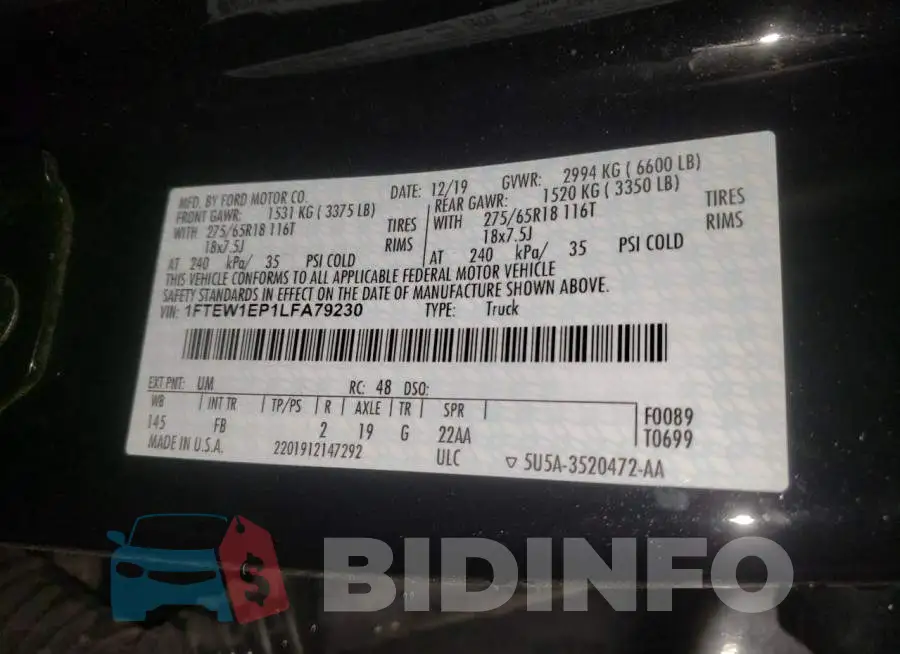 1FTEW1EP1LFA79230 Photo# 10