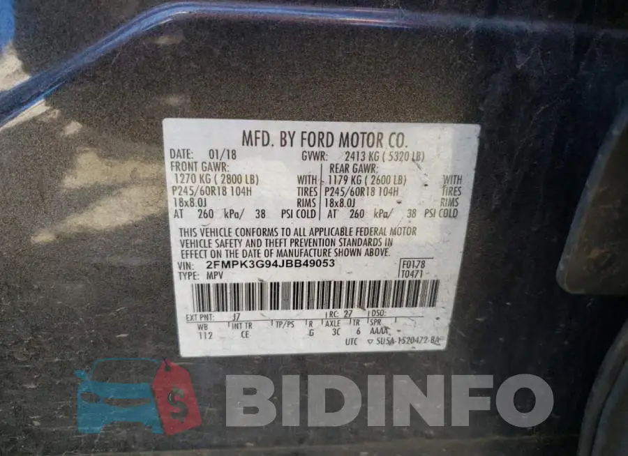 2FMPK3G94JBB49053 Photo# 10
