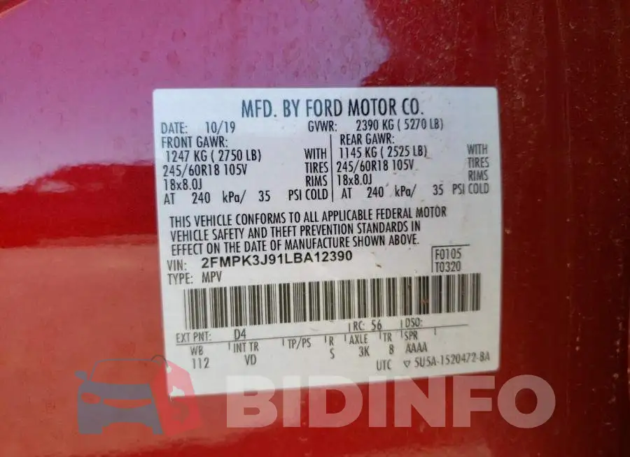 2FMPK3J91LBA12390 Photo# 10