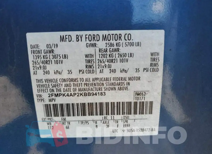 2FMPK4AP2KBB94183 Photo# 10