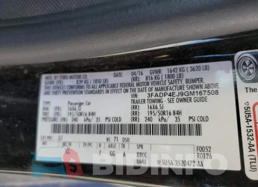 3FADP4EJ9GM167508 Photo# 10
