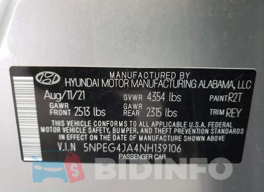 5NPEG4JA4NH139106 Photo# 10