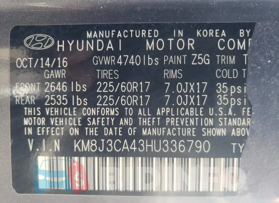 KM8J3CA43HU336790 Photo# 10