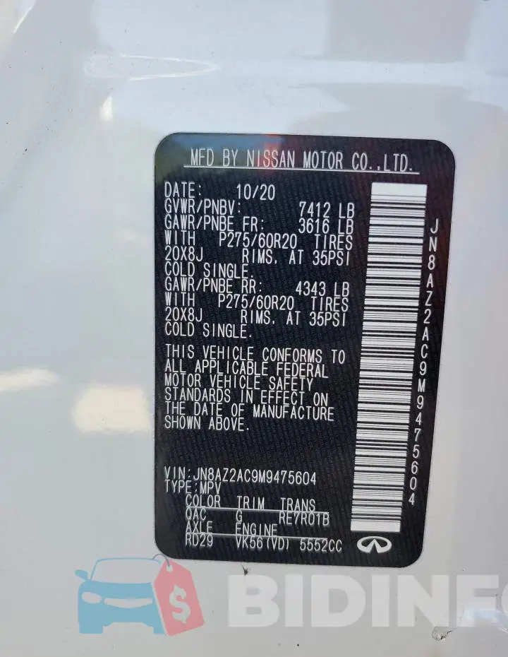 JN8AZ2AC9M9475604 Photo# 10