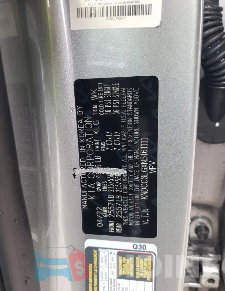 KNDCC3LGXN5161111 Photo# 10