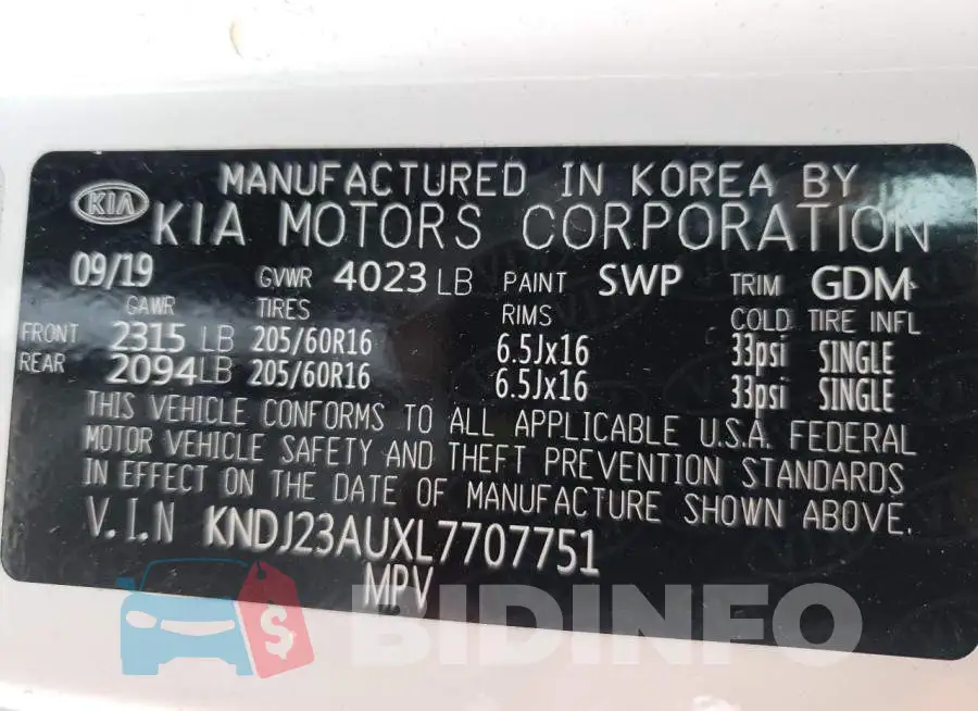 KNDJ23AUXL7707751 Photo# 10