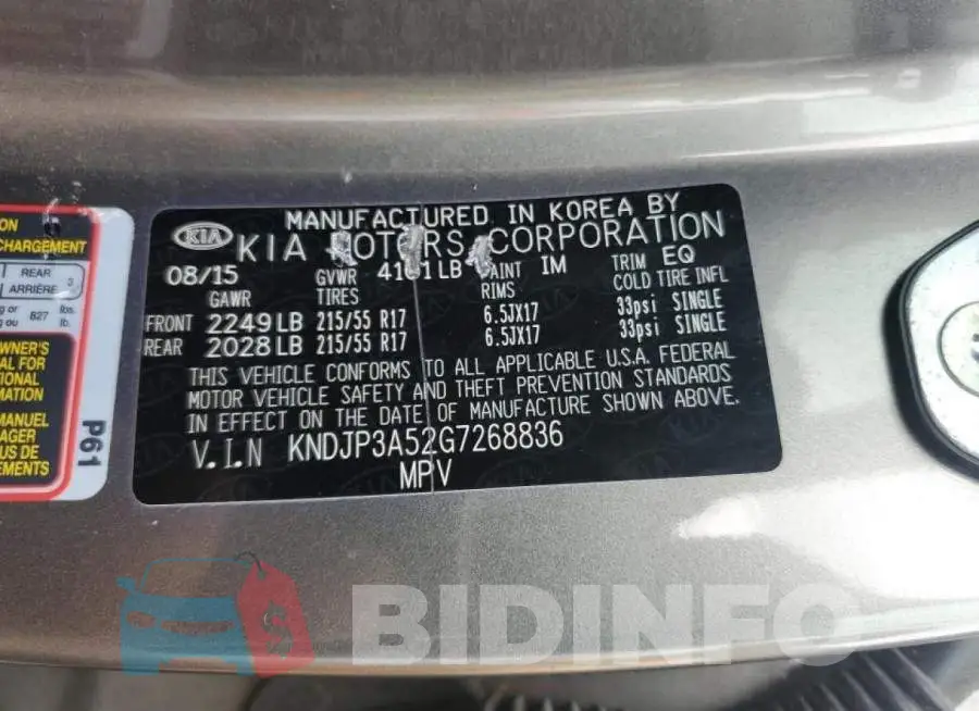 KNDJP3A52G7268836 Photo# 10