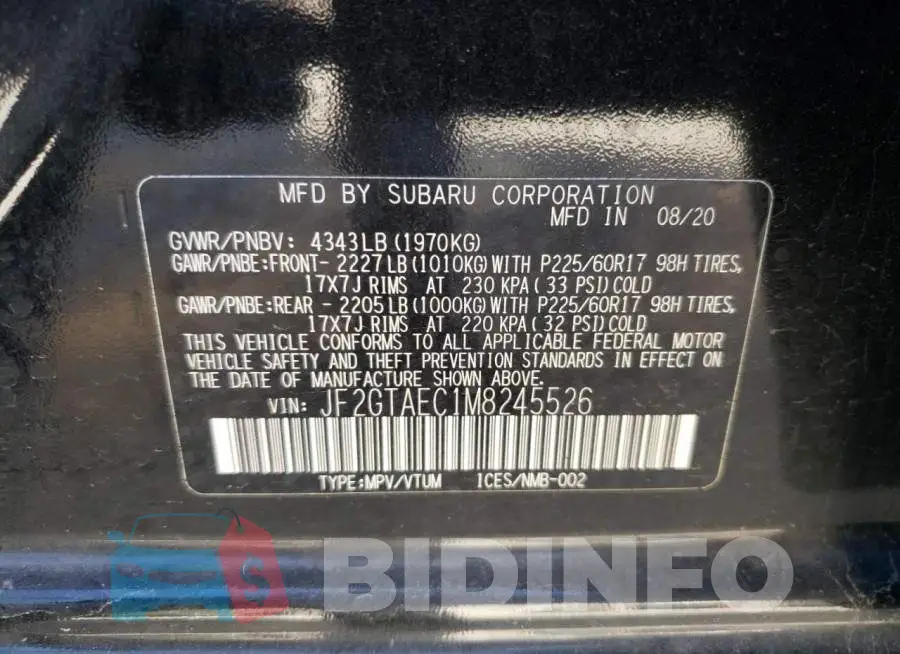 JF2GTAEC1M8245526 Photo# 10