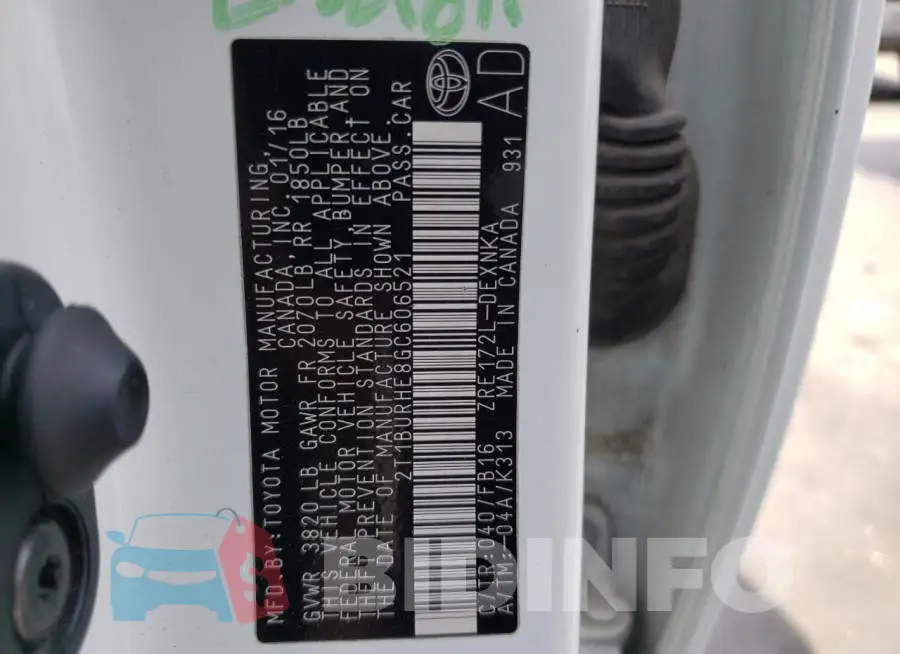 2T1BURHE8GC606521 Photo# 10