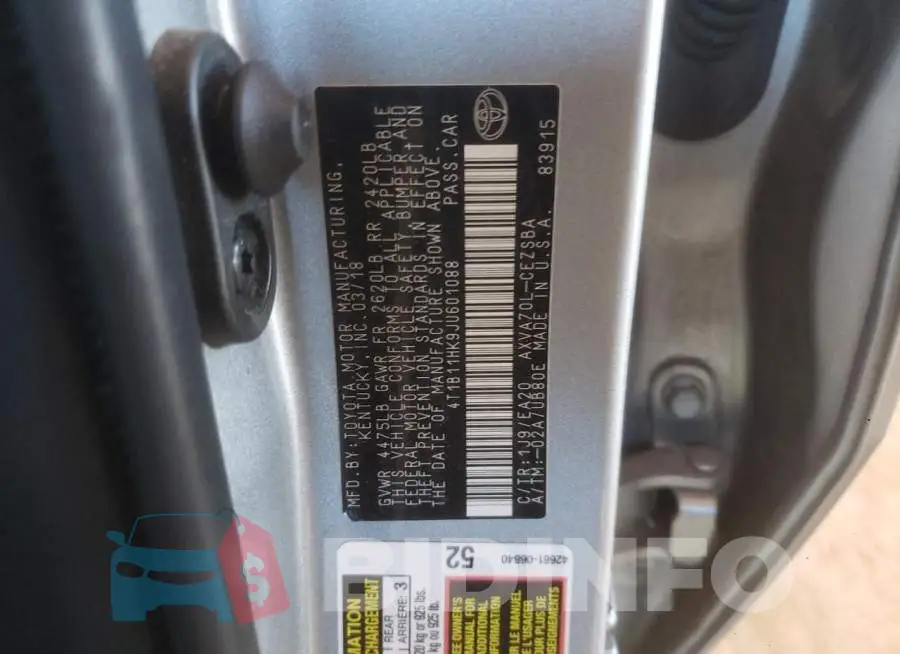 4T1B11HK9JU601088 Photo# 10