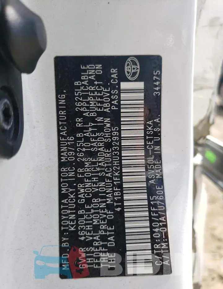 4T1BF1FK2HU332995 Photo# 10