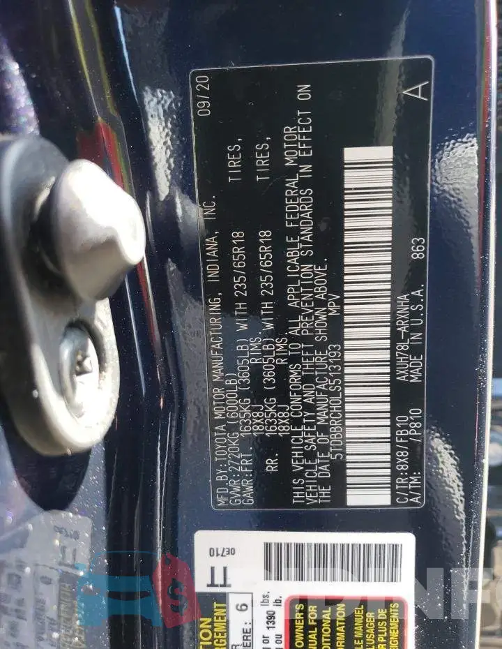 5TDBBRCH0LS513193 Photo# 10