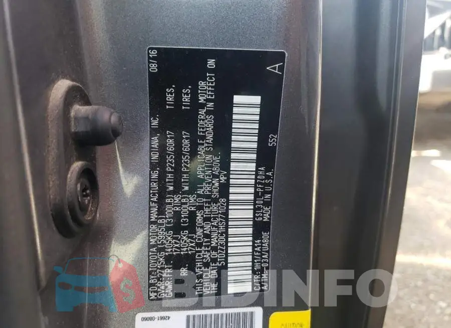 5TDZZ3DC1HS771028 Photo# 10