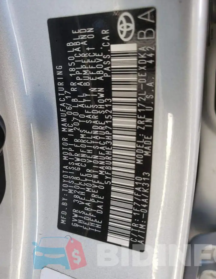5YFBURHE3HP715213 Photo# 10