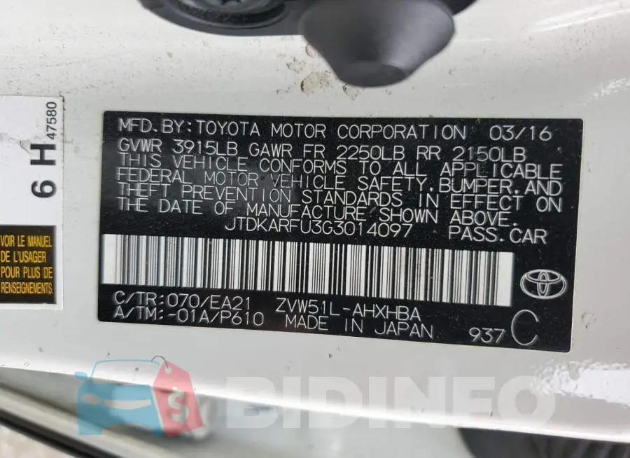 JTDKARFU3G3014097 Photo# 10
