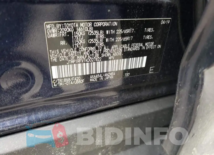 JTMP1RFV1KD027822 Photo# 10