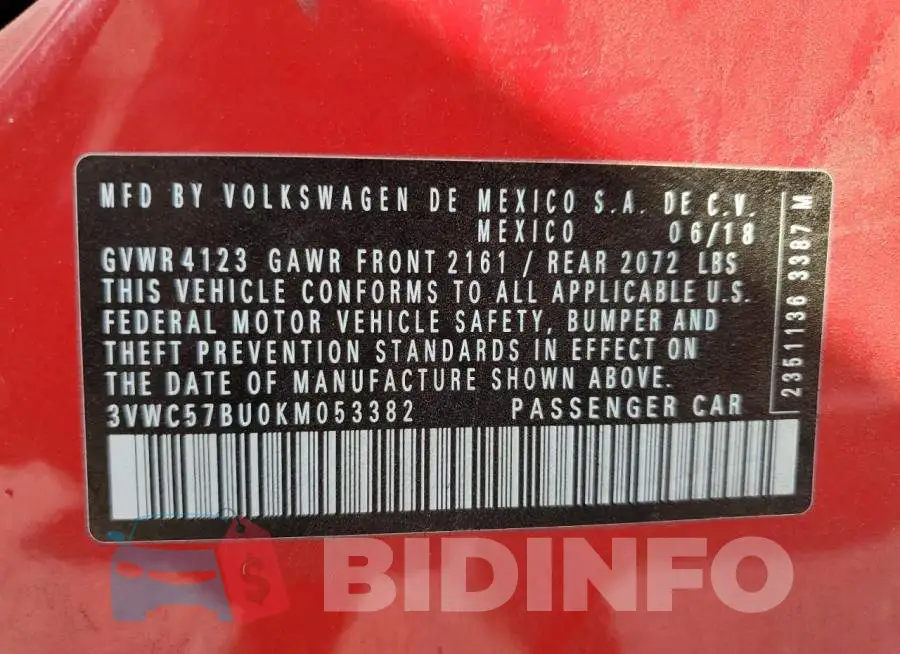 3VWC57BU0KM053382 Photo# 10
