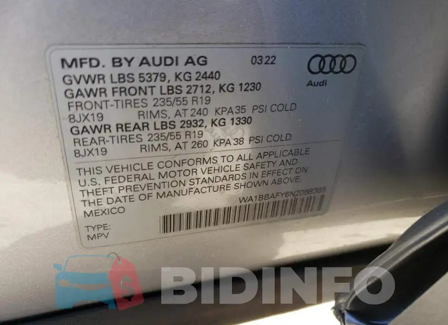 WA1BBAFY6N2088385 Photo# 10