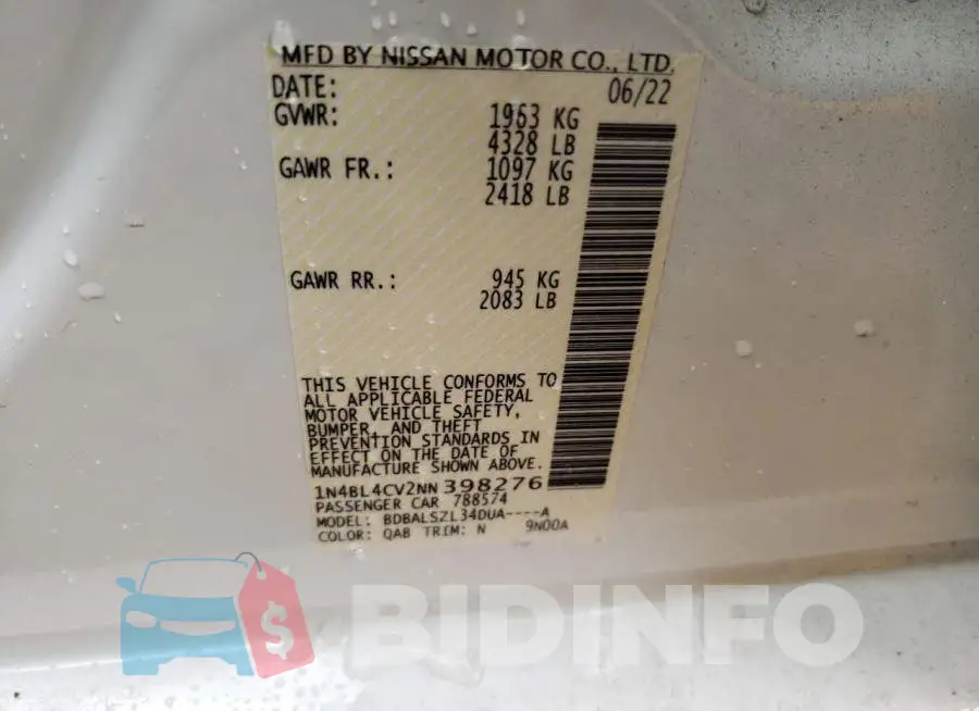 1N4BL4CV2NN398276 Photo# 10